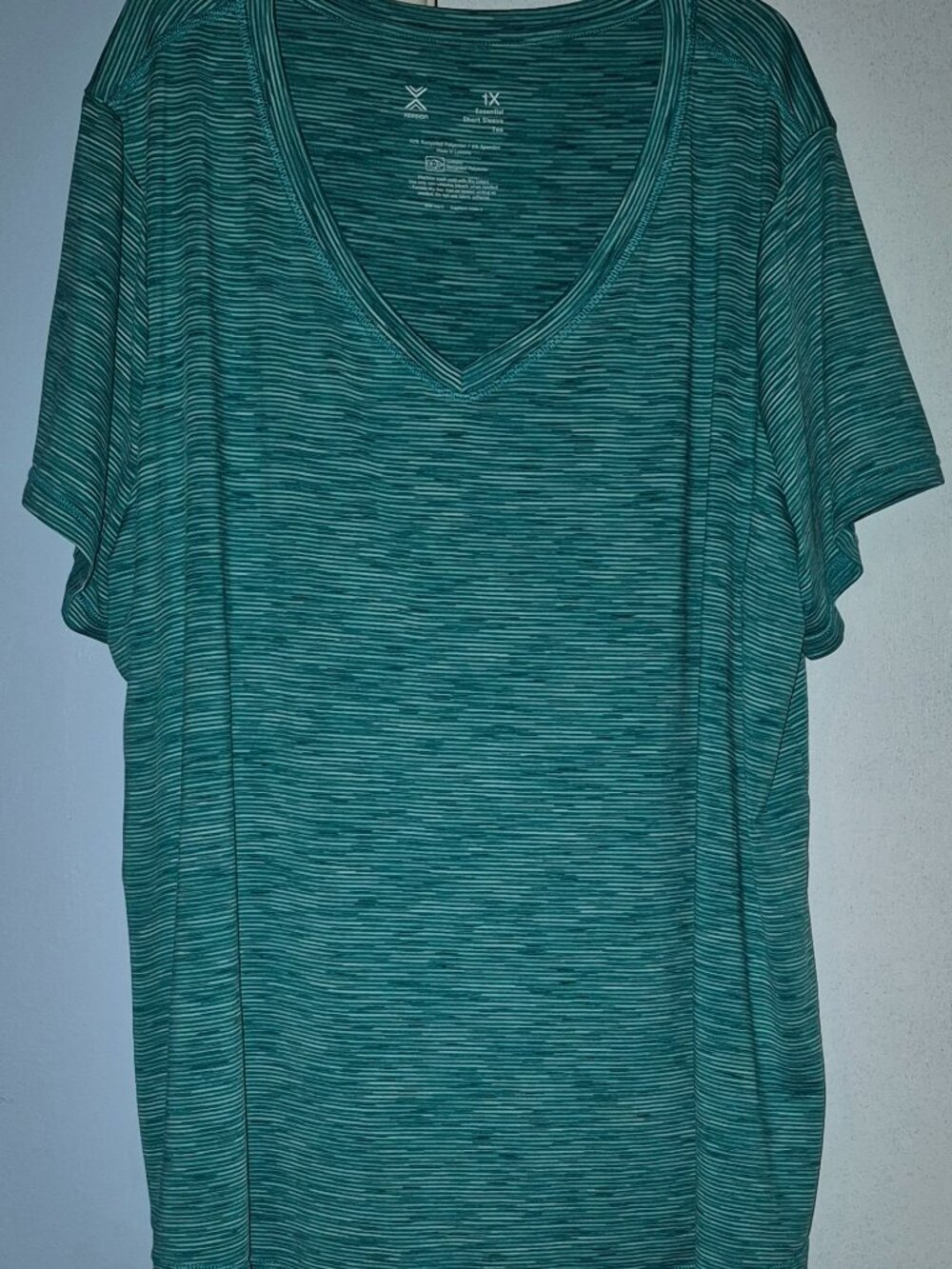 Xersion Essential Performance SS T-Shirt Poly Spandex Green Teal Womens 1X NEW